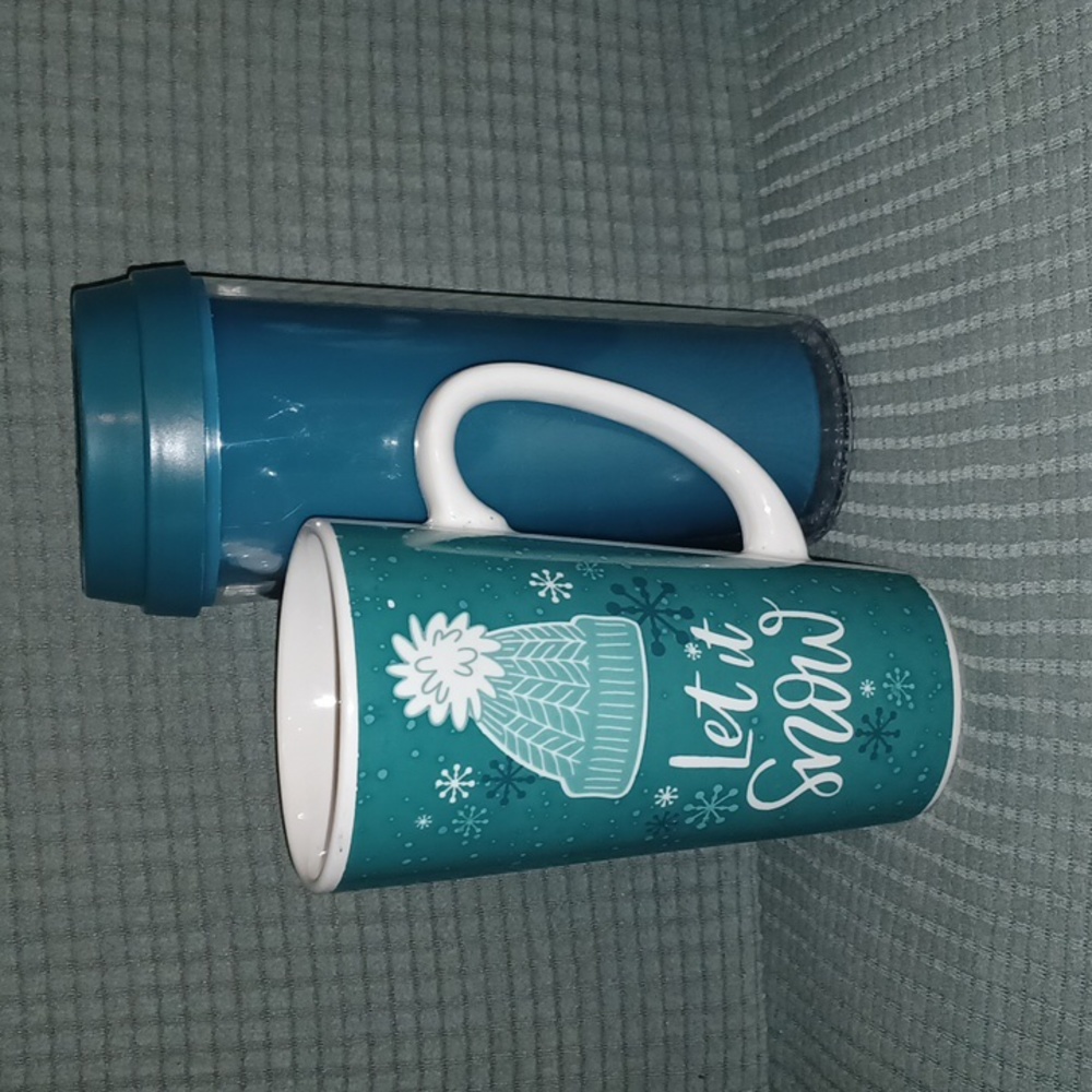 🍀2 pc dark teal Holiday drinkware (122623D).